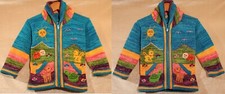 Kinder Strickjacke meerblau 92/98 Zipfelkapuze Peru Alpaka Anden Tiere