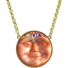 KIRKS FOLLY  Enchantress 50mm Seaview Moon Necklacess / Ornament  goldtone