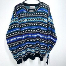 Vintage Geometric Grandpa Sweater Eclectic Grunge 90s Grandpacore Indie Chunky