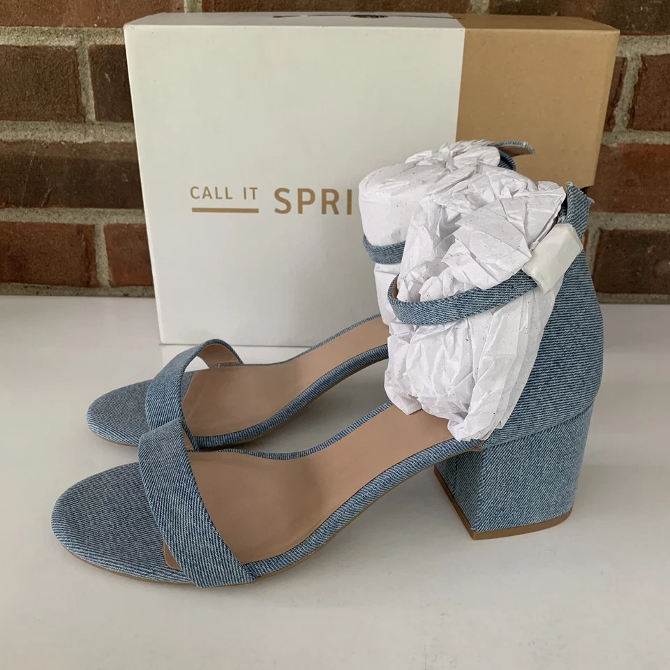 Call It Spring Women’s Stangarone Denim Black Heel Ankle Strap Sandals US 10 M - Image 3 of 4