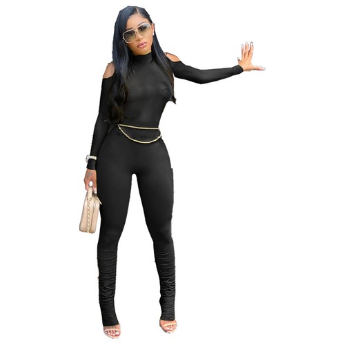 Spring/Summer Women's Solid Color Strapless Zipper Sexy Long Pleated Bodysuit - Afbeelding 7 van 22