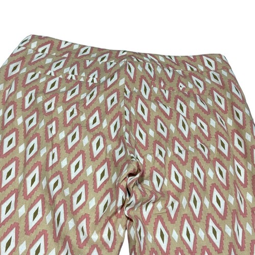Carole Little Freizeithose Leinenmischung beige rosa geometrisches Rautenmuster Gr. 4 - Bild 3 von 6