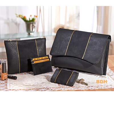 Taschen Set 4-tlg Handtasche Damentasche 4in1 Shopper Clutch