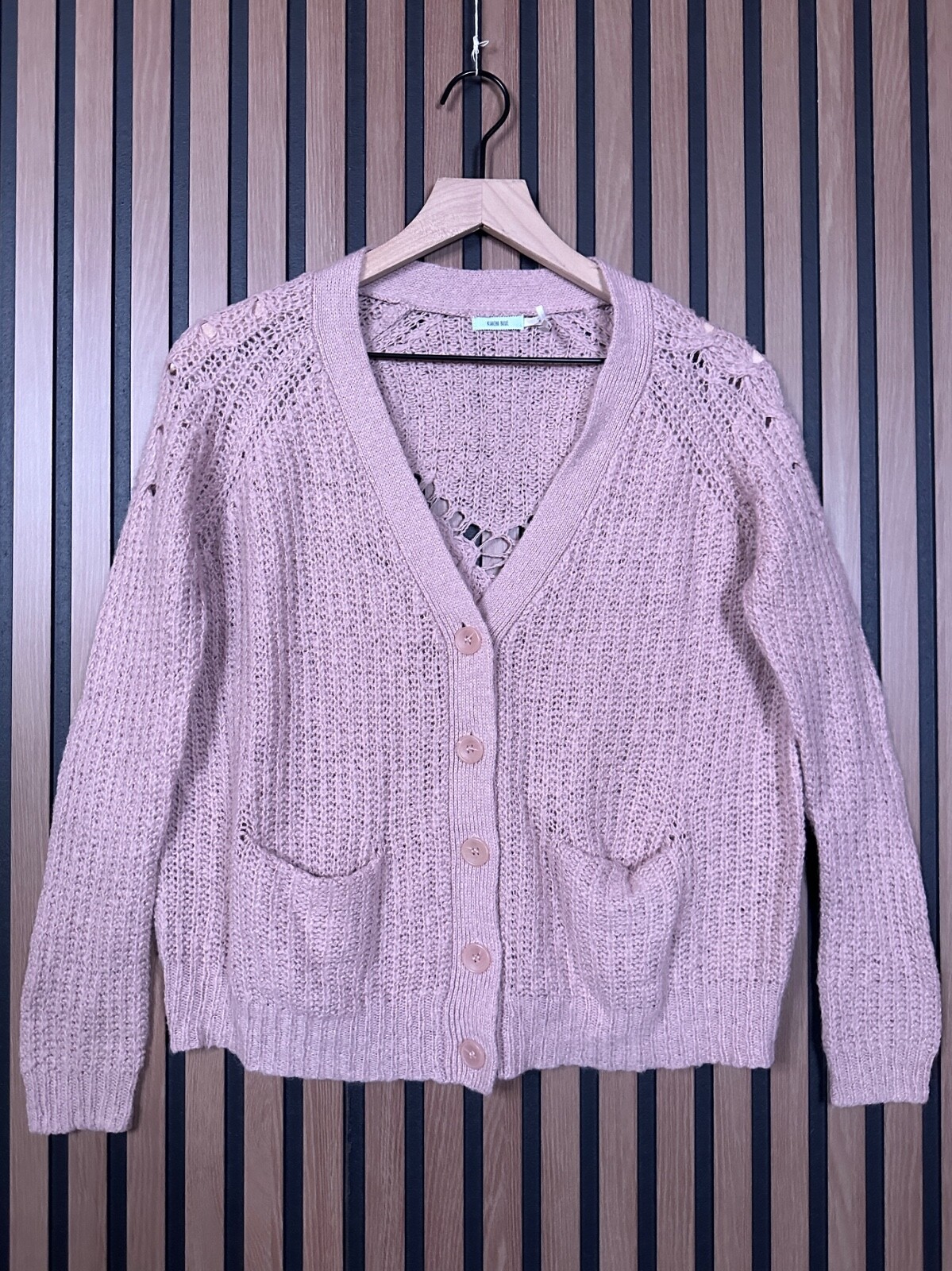 Kimchi Blue Cardigan Small Womens Pink Wool Knit Button Front