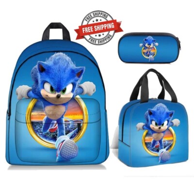 Sonic The Hedgehog Kids Boys Backpack. 3 Piece set. 16inch.