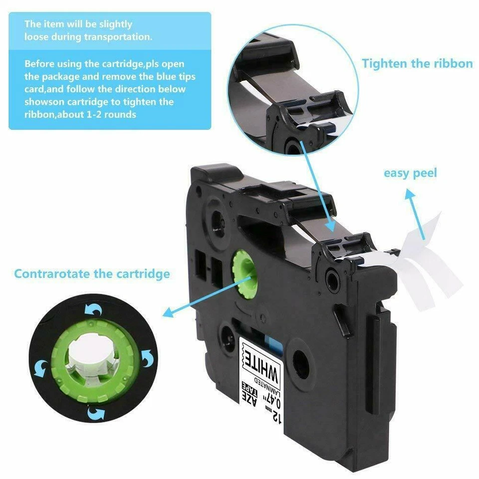 Compatible Brother TZ Tze Label Tape Printer P-Touch Laminated 18mm/12mm/9mm 8m - Image 2 of 4
