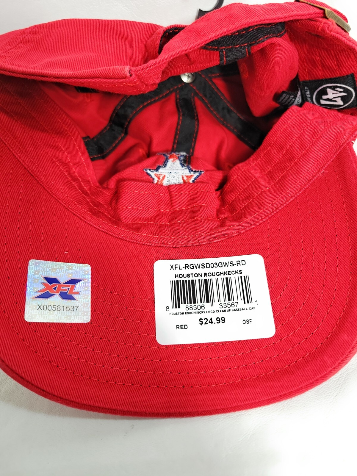 E2809847+XFL+Houston+Roughnecks+Clean+Up+Adjustable+Baseball+Hat+Cap