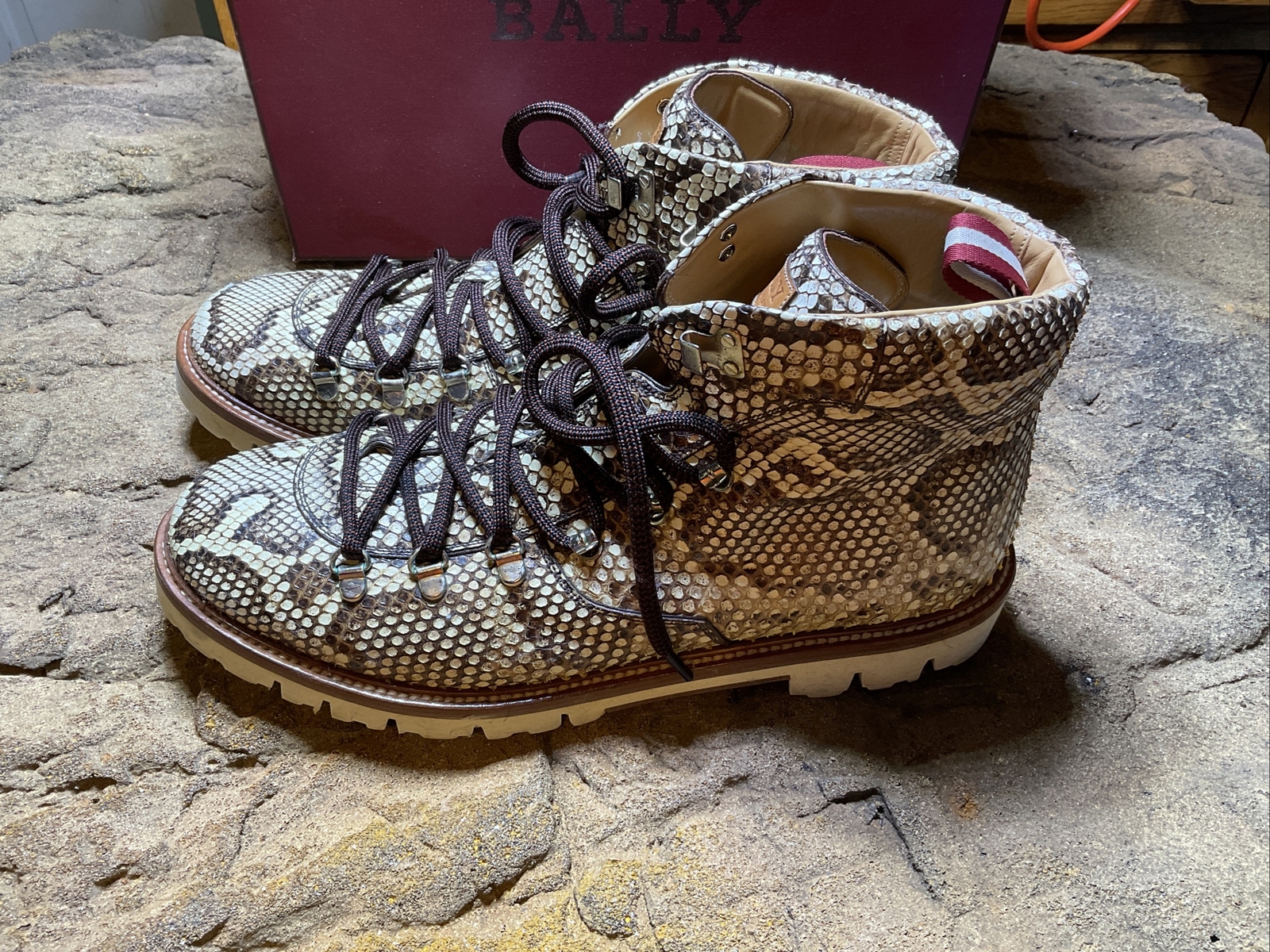 Bally Work Boot Roccia Python Matt Size 12 Real S… - image 2