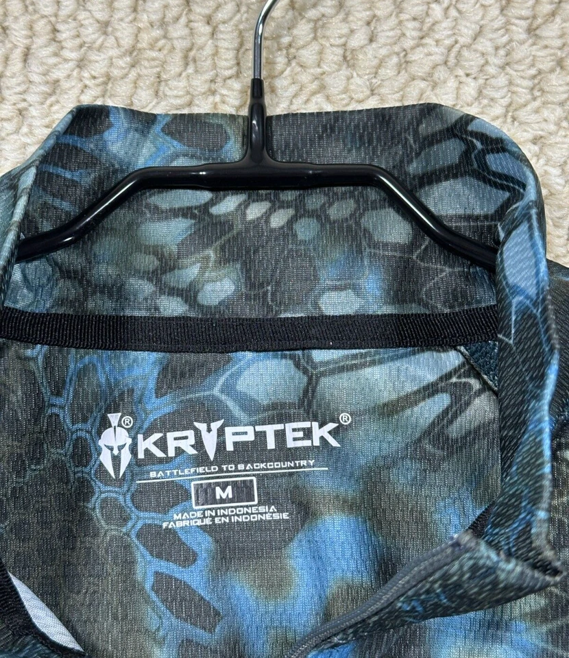 Kryptek 1/4 Zip Shirt Mens M Blue Neptune Camo Long Sleeve Pullover Hunting Hike - Image 4 of 4