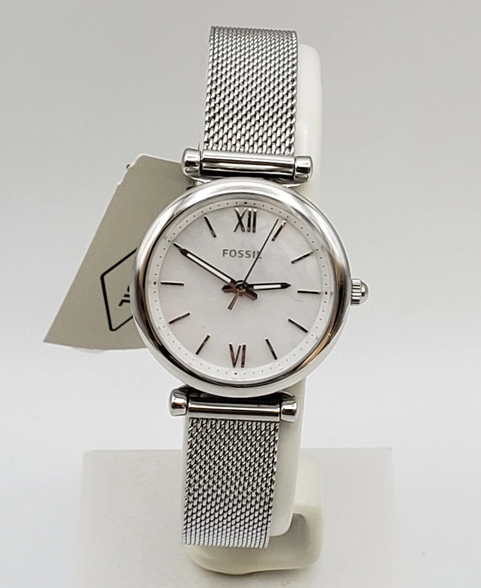 Fossil Carlie MOP Dial Mesh Stainless Steel Band Women s Watch