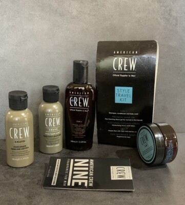 American Crew  3in1 Shampoo Conditioner Shaving Gel Fiber Frgra 6 Pc Travel Set
