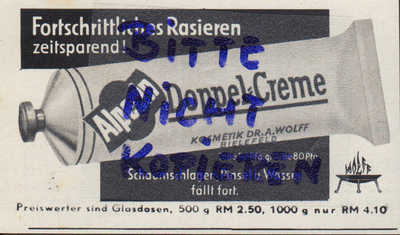BIELEFELD, Werbung 1939 Dr. A. Wolff Alpecin Haar-Haut-Rasier-Pflegemittel Creme
