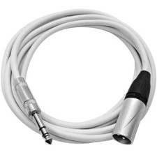 10 Foot White XLR Male to TRS Patch Cables PA DJ Cords XLRM to 1/4"