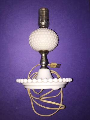 #ad #ad Vintage Boudoir Lamp Hobnail Milk Glass Brass MCM Electric 9.5quot;quot; $18.39