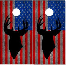 American Flag Buck Cornhole Wrap Bag Toss Skin Decal Sticker Wraps