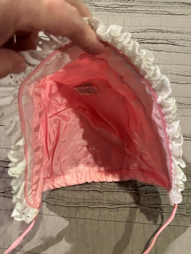 Girl's Vtg WEATHER TAMER Pink Lace Collar Coat w/ Matching Hat Made in USA Sz 4T - Picture 8 of 9