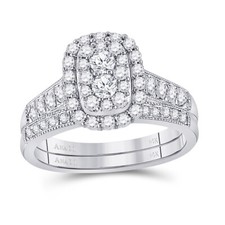 10kt White Gold Womens Round Diamond Bridal Wedding Engagement Ring Band Se