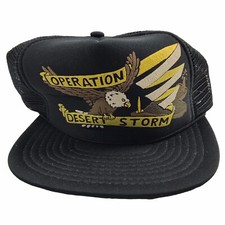 Vtg Operation Desert Storm Trucker Hat Snap-back Foam Dad Cap Mesh Blue 1991 M3
