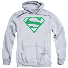 SUPERMAN GREEN  WHITE SHIELD Licensed Adult Hooded Sweatshirt Hoodie SM-3XL