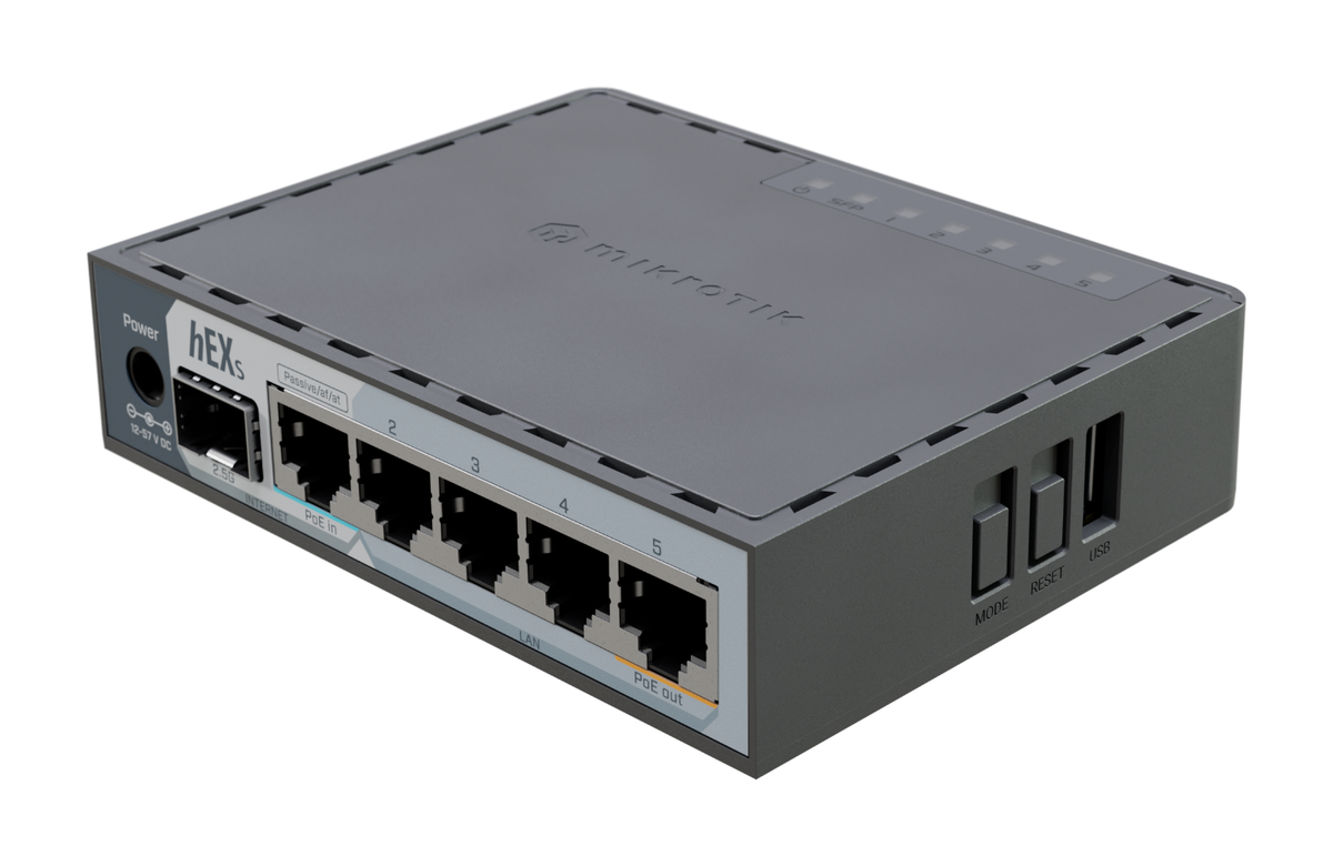 Mikrotik hEx S 有線LANルータ MikroTik hEX S (E60iUGS) Wired Router with 2.5Gbps SFP+, 5