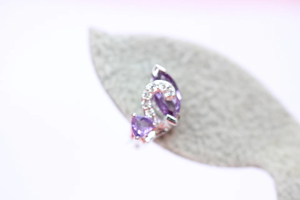 Nobile 3,0 Carati Ametista Topazio Bianco Ohrshänger 925 Argento Orecchini - Immagine 4 di 4