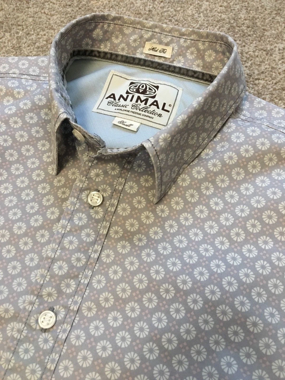 GORGEOUS ANIMAL MID FIT PASTEL FLORAL FLOWER PRINT SHIRT S SMALL