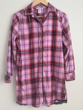 VICTORIA  S SECRET Women's Red/Pink Plaid Sleepwear Lace Details Size Small