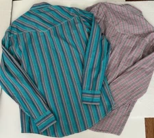 Wrangler Shirts Mens 20x Competition Advanced Comfrt Lot 2 Pearl Snap LG Western