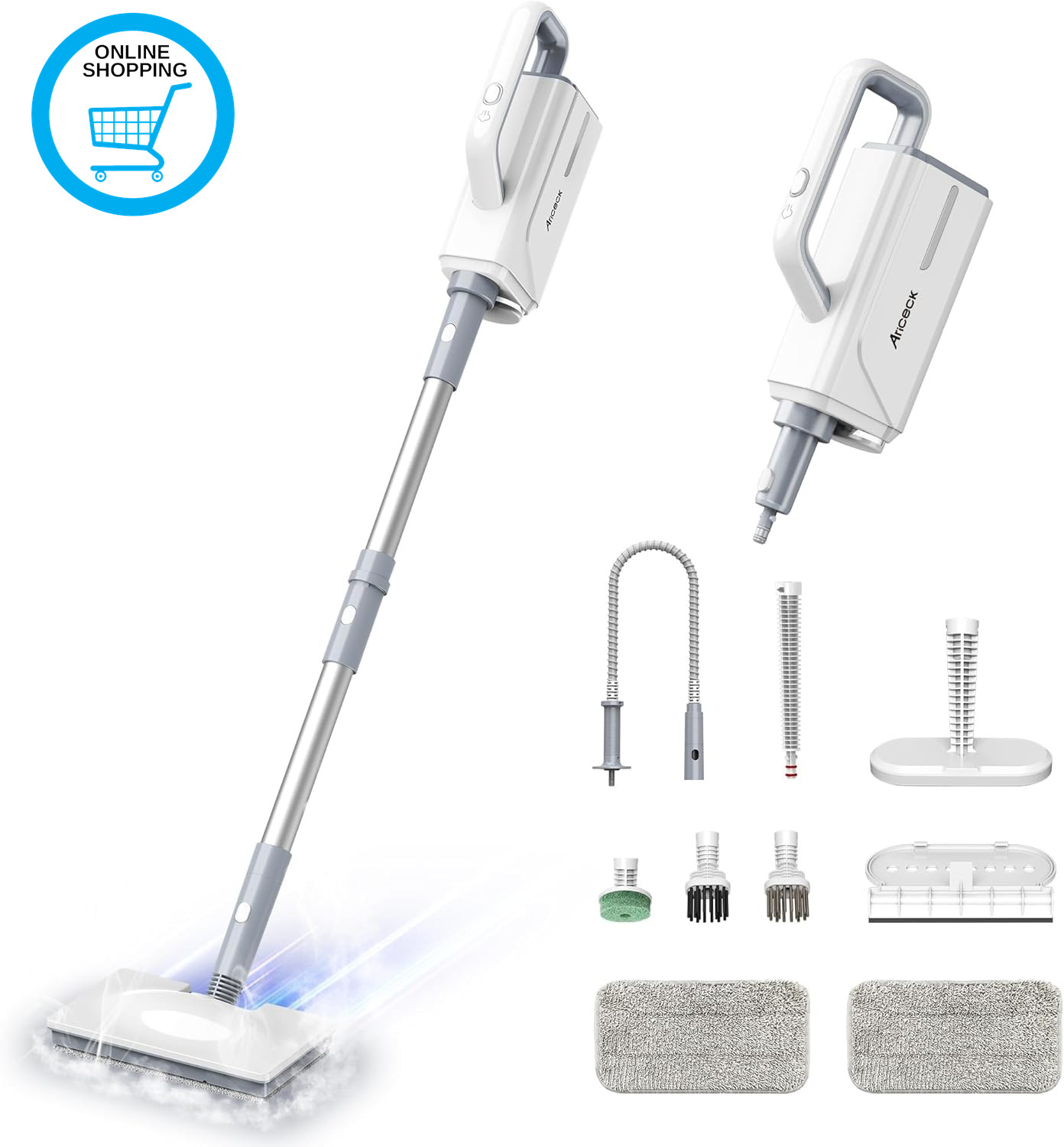 FV07 Multifunctional Steam Mop with Detachable Handheld Steamer, 99.9% Disinfect