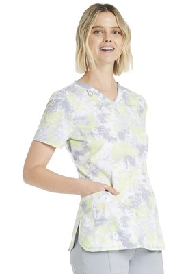 Infinity Women V-Neck Print Top, CK634, Size: S, Night Bloom