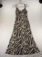 Windsor Zebra Print Slip Dress Long Strappy Cowl Neck Sleeveless Size M