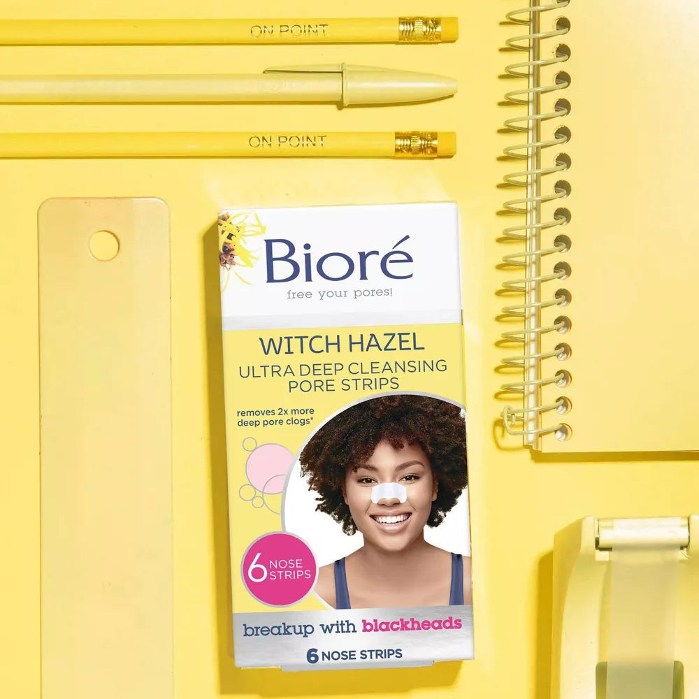 Biore Blackhead Remover, Witch Hazel Ultra Cleansing Pore Strips 6ct (2 Pack)