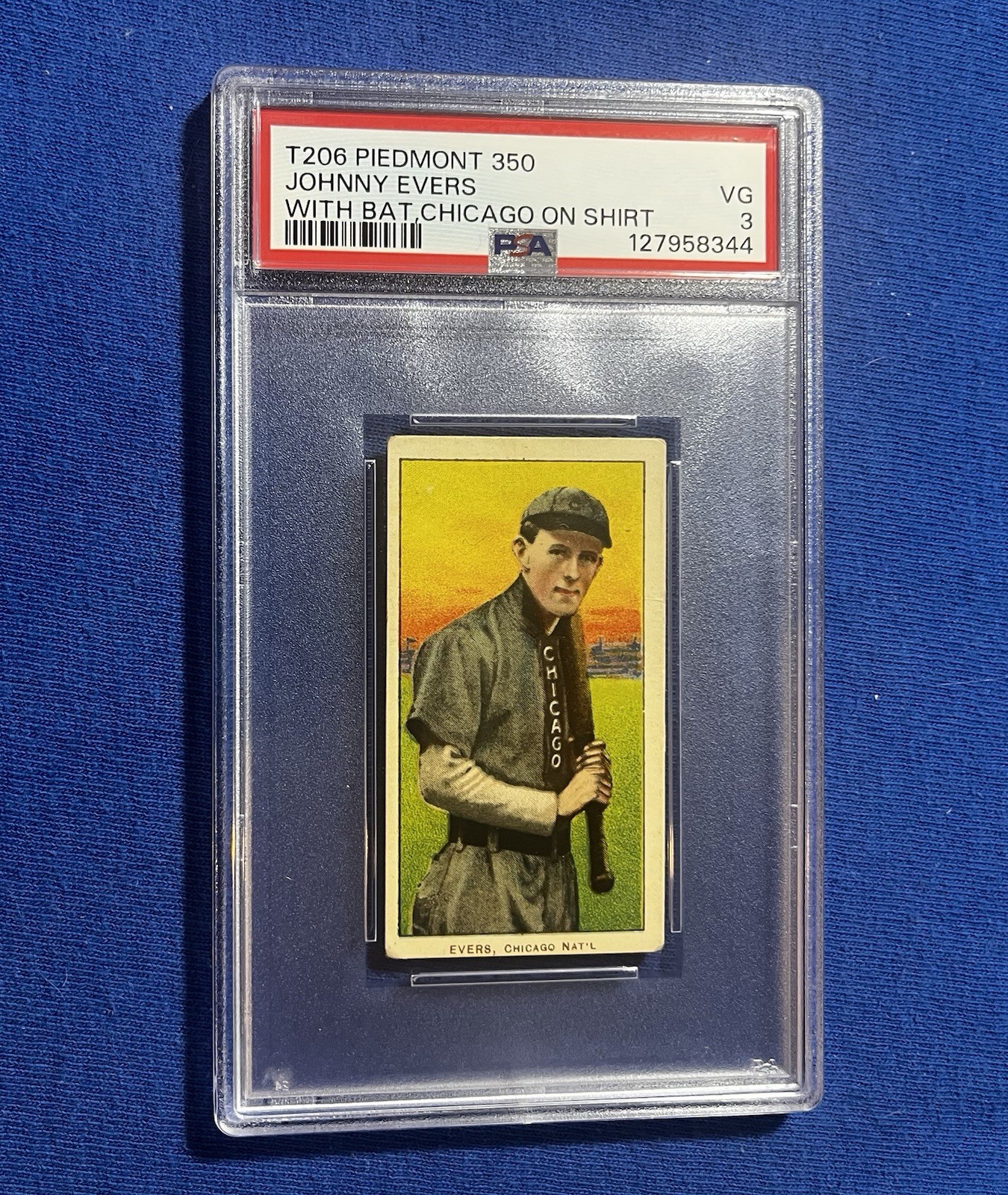 1909-11 T206 - Johnny Evers 350 Back With Bat PSA 3