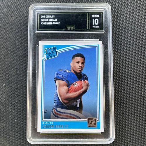 2018 Panini Donruss Saquon Barkley Rookie 306 Rated Rookie GMA 10 GEM 2018-panini-donruss-saquon-barkley-rookie-306-rated-rookie-gma-10-gem