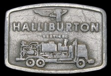 PK04115 COOL VINTAGE 1976 ***HALLIBURTON SERVICES*** PUMP TRUCK OILFIELD BUCKLE
