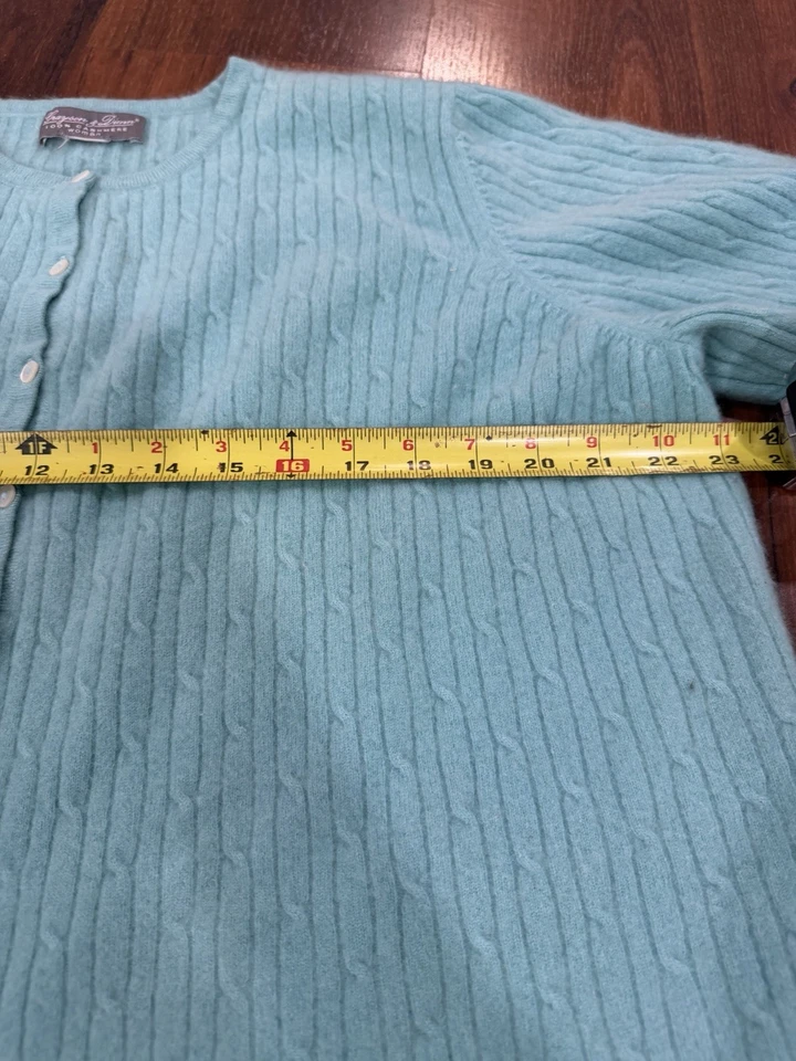 Cárdigan suéter de punto con cable 100 % cachemir verde azulado para mujer Grayson & Dunn XL verde azulado Foto 4 de 4