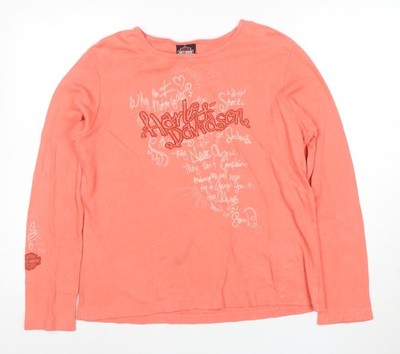 Harley-Davidson Damen T-Shirt Orange XL Langarm Baumwolle