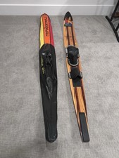 Vintage Maherajah Wood Slalom Water Ski  Maherajah Carrying Case 67in EUC