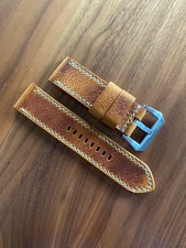 26mm Golden Yellow Handmade Waxy Leather Watch Strap Cream Panerai 85/135