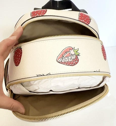 NWT Coach Court Backpack With Strawberry Print CAS94 - Picture 6 of 14