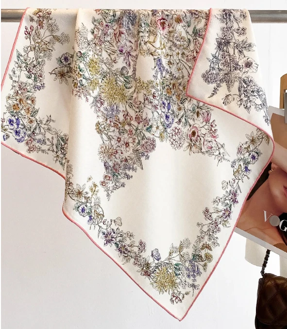 70% Cashmere 30% Silk Bandanna Shawl Scarf 26'' star Print Neckerchief Wrap new