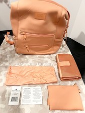 Dagne Dover Indi Neoprene Large Diaper Backpack in Pomelo Peach With Accessories