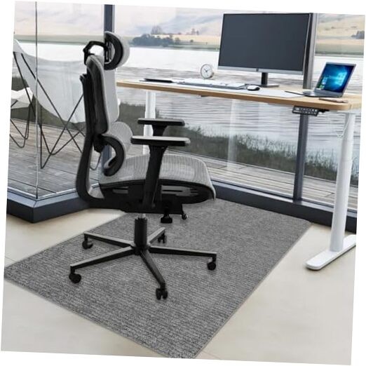 36x48 Dark Grey Office Chair Rug for Hardwood Floors-image