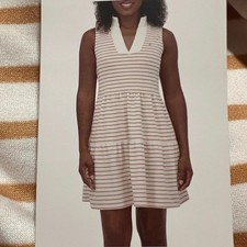 Nautica Jeans Women's Tiered Collar Sleeveless Mini Dress, Cream Size M -NWOT