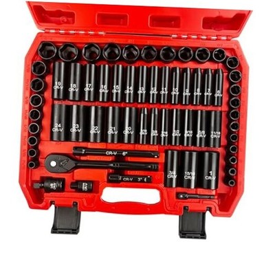 64pcs 3/8'' Socket Set,Drive Impact Socket Set, SAE/Metric, 64 PCS (5/16''-1'')
