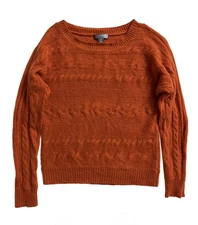 ➤Women's CHARTER CLUB 2Ply 100% Cashmere Crewneck Cable Sweater • Orange •Medium