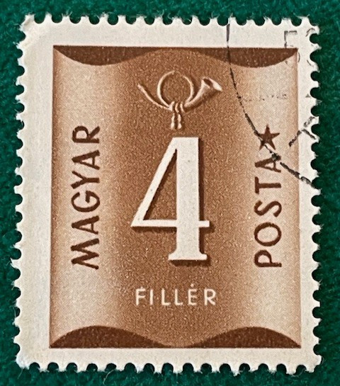 1951 Hungary Magyar Posta 4f brown stamp - hinged and canceled see pictures