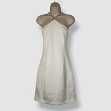 Guess Women's White Scuba Halter Sleeveless Crystal Lace-Up Kandy Dress Size 10
