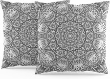 Moroccan Cushion Covers 50X50Cm Grey Ethnic Boho Cushions Indian Style Abstract 