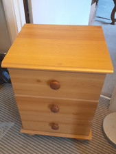 Bedside Drawers Cabinet Unit in pine colour with 3 drawers, low height